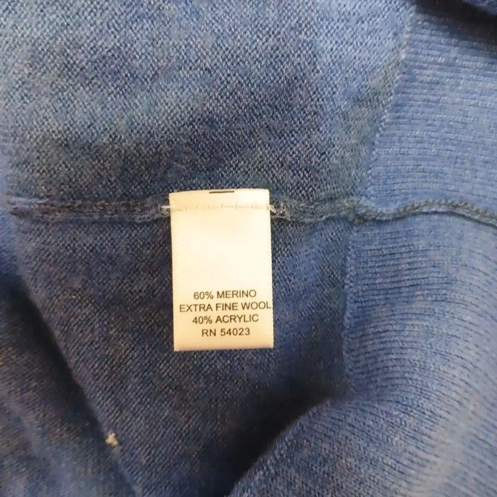 Banana Republic Sweater Mens L Blue Camouflage Pullover Crew Merino Wool SHRUNK